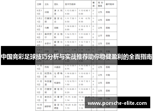 中国竞彩足球技巧分析与实战推荐助你稳健盈利的全面指南